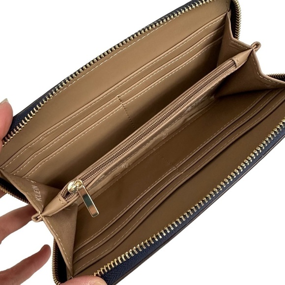Anne Klein Navy Curved Zip Around Wallet - Picture 7 of 11